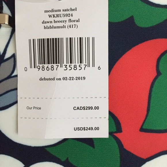 Kate Spade Medium Satchel, Dawn Breezy Blue Floral - Picture 5 of 6